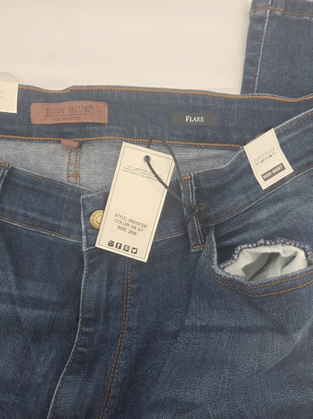 Judy Blue Dark Blue High Waist Flare Jeans 20w